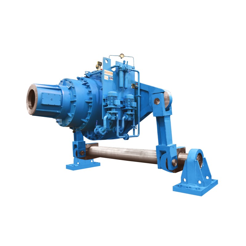 5-portainen suora planeettavaihteisto holkkiakselilla ja momenttivarrella